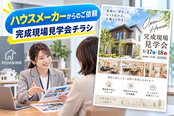 ハウスメーカーから「完成現場見学会チラシ」の制作と印刷